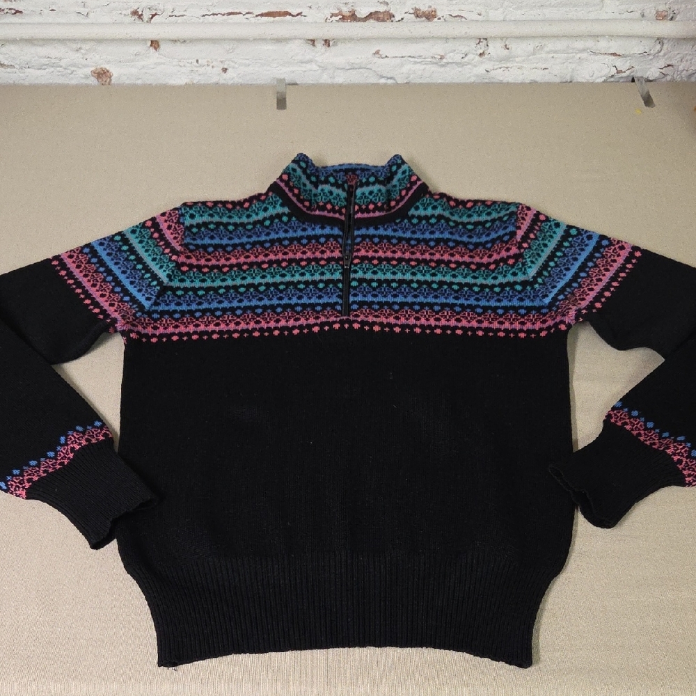 Meister Wool 80s Multicolor Patterned Sweater Siz… - image 1
